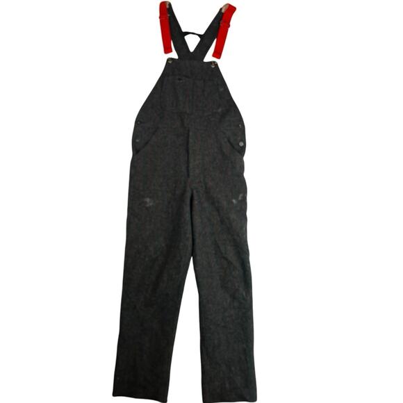 Woolrich Vintage Malone Heavyweight Wool Bib Overalls Men’s SZ M Red Suspenders - Picture 1 of 16